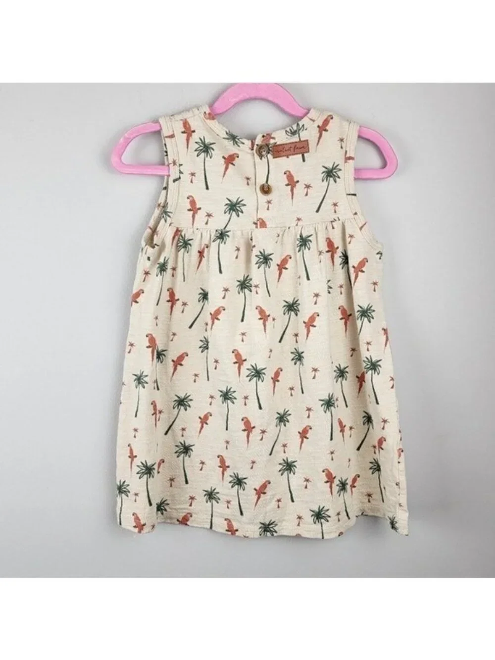Velvet Fawn Sleeveless dress girls sz 6 palm trees parrot